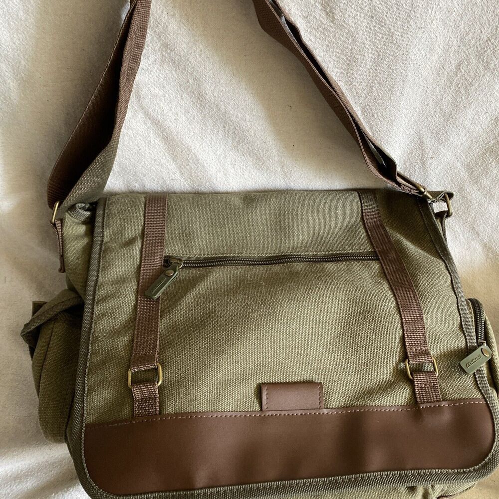 Sovrano Army Green And Brown Messenger Bag